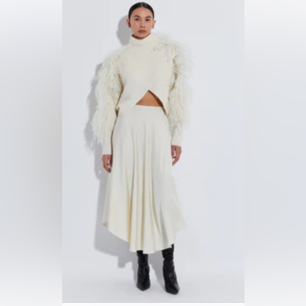 Sally Lapointe Elegant Cream Midi Skirt
